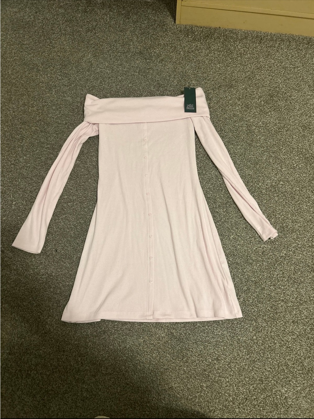 wild fable Light Pink Off-Shoulder Long Sleeve A-Line Dress